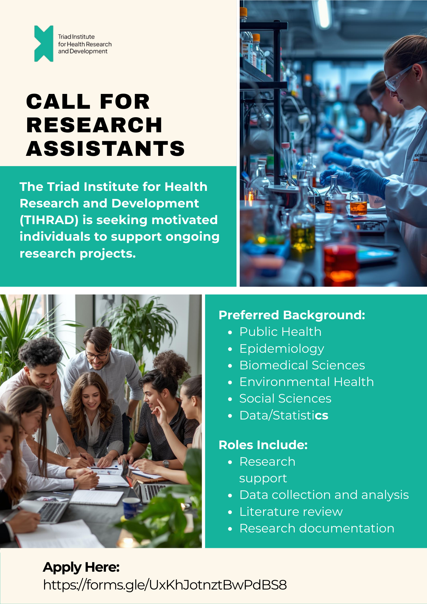 Join Our Team – Call for Research Assistants at TIHRAD