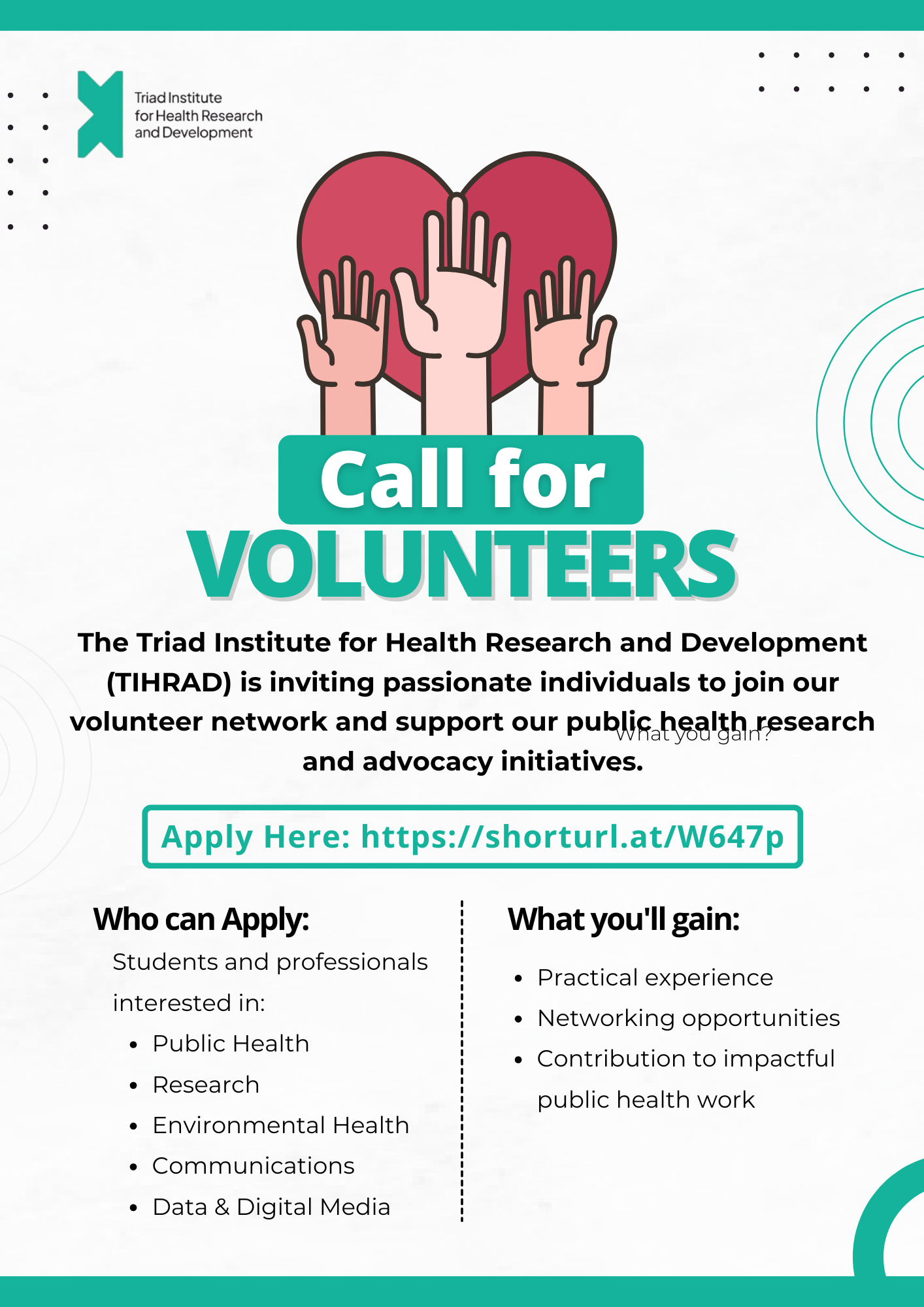 Volunteer With Us – TIHRAD Is Calling Passionate Individuals